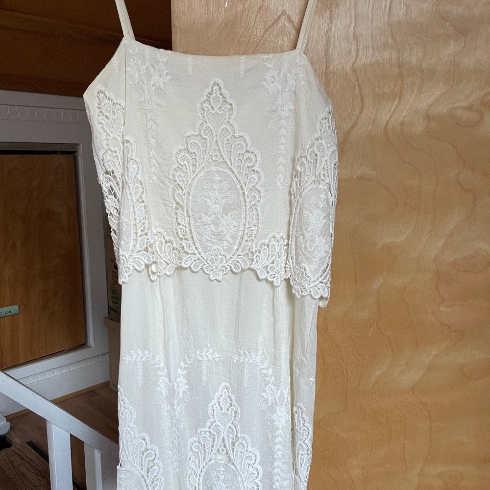 Olivaceous White Lace Dress - Size L